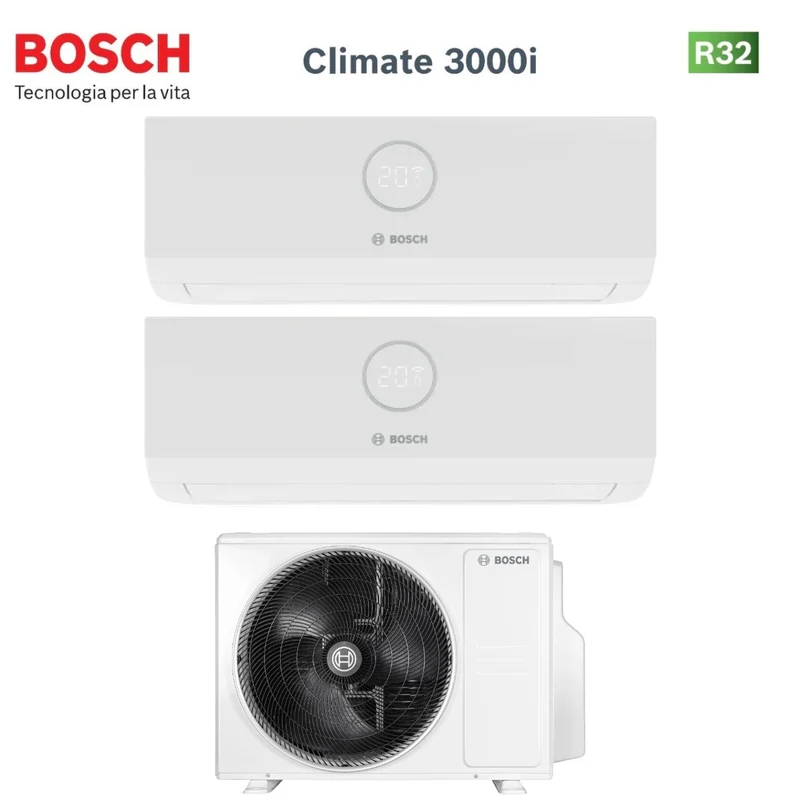 Climatiseur Bosch Quadri Split Inverter série CLIMATE 3000i 9+9+12+12 avec CL5000M 82/4 E R-32 Wi-Fi en option 9000+9000+12000+12000