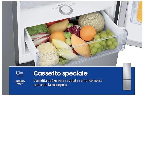 Réfrigérateur Samsung RB38C603DSA Airspace Ecoflex AI 390 litres, classe D, refroidissement intégral (H 203 x L 59,5 x P 65,8 cm), acier inoxydable