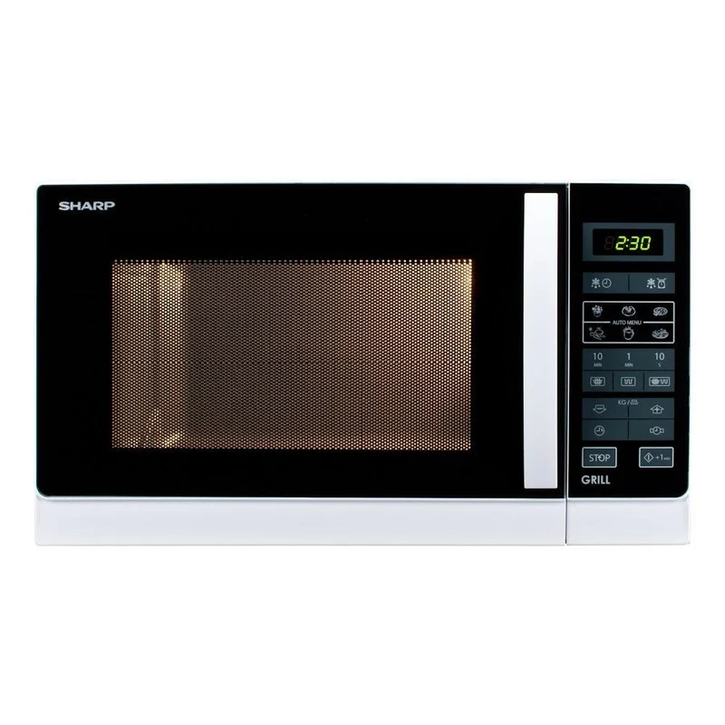 Four à micro-ondes Sharp R742WW 900 W 25 L (H 78 x L 130 x P 109 cm) avec grill, noir et blanc