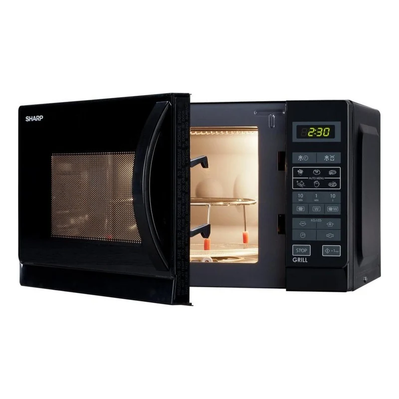 Four à micro-ondes tactile Sharp R642BKW 800 W 20 L (H 65,3 x L 111,5 x P 91 cm) Noir avec grille en quartz
