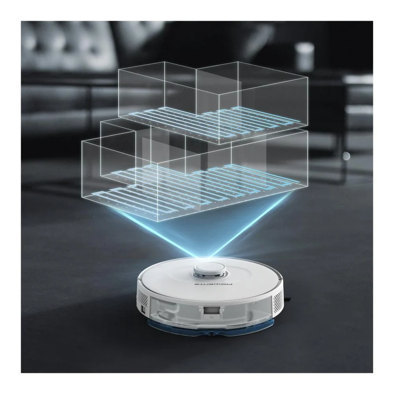 Aspirateur robot Rowenta RR8577WH X PLORER Série 75 S+ Blanc, compatible avec Alexa et l'Assistant Google.