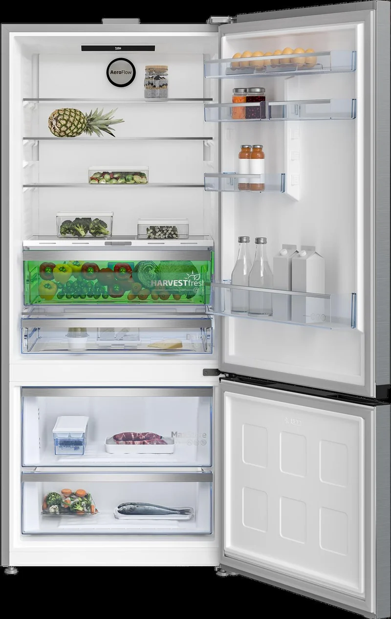 Réfrigérateur Beko B7RCNE595ZXPW Beyond 551 litres, No Frost, Classe D (H 187 x L 78 x P 76 cm), compartiments multizones AeroFlow, acier inoxydable