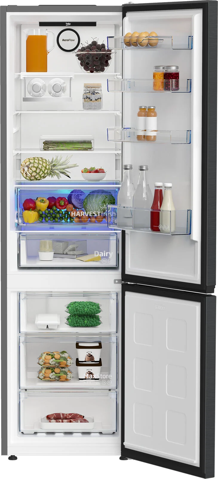 Réfrigérateur Beko B7RCNE407HXBR Beyond 355 litres, classe B, Total No Frost (H 512 x L 151 x P 166 cm), compresseur Inverter ProSmart, acier inoxydable foncé