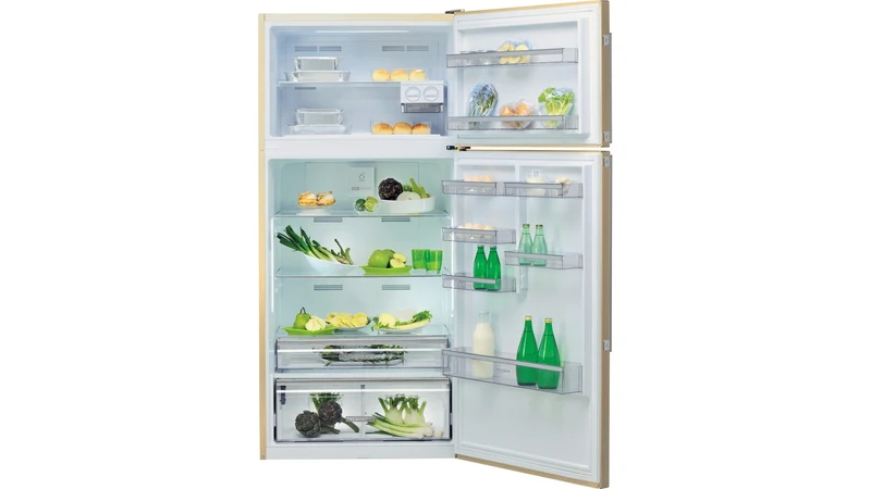 Réfrigérateur Whirlpool W84TE 72 M 2 587 litres à deux portes (H 186 x L 84 x P 75 cm), classe E, finition marbre, compartiment Freshbox 0° réversible, dégivrage automatique.