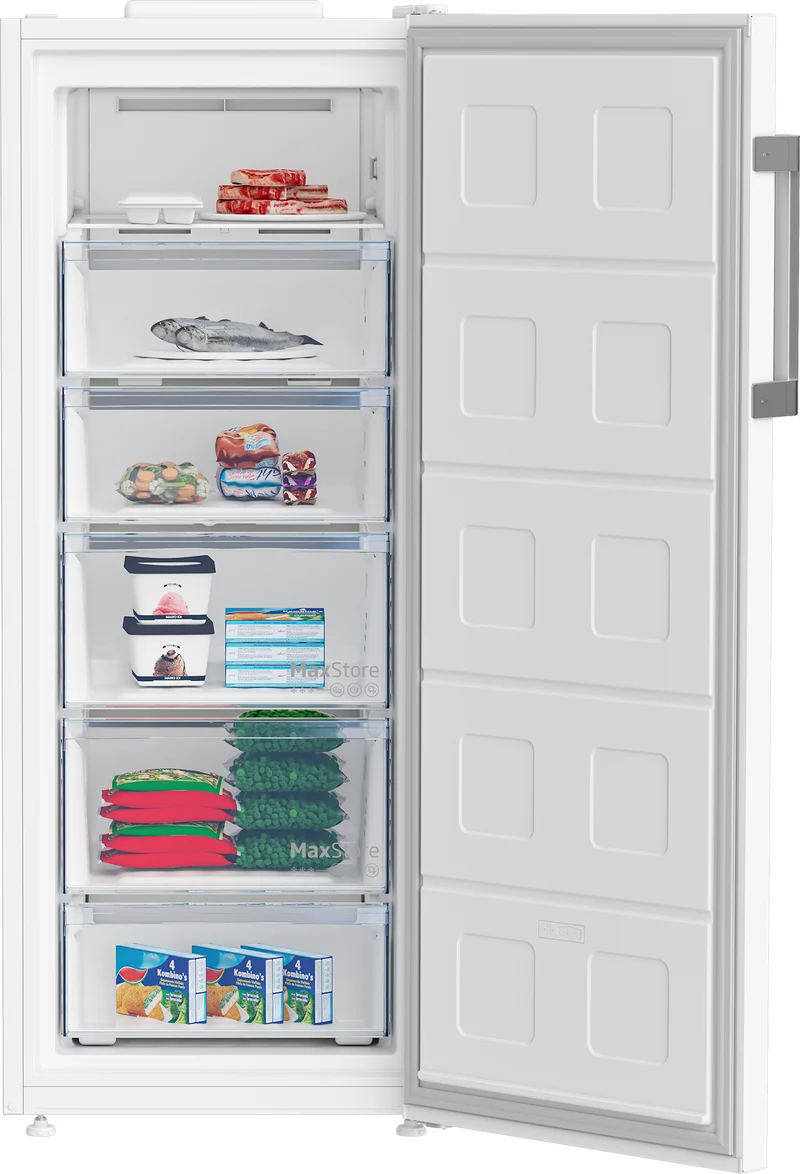 Congélateur vertical Beko B3RFNE274W 220 litres, classe E, No Frost (H 151,5 x L 59,7 x P 75,4 cm), blanc
