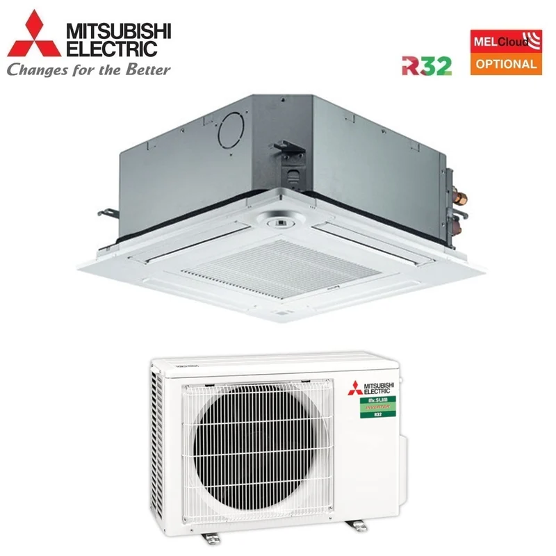 Climatiseur cassette Inverter Mitsubishi Electric 12 000 BTU SLZ-M35FA R-32 avec Wi-Fi en option, télécommande et grille incluses