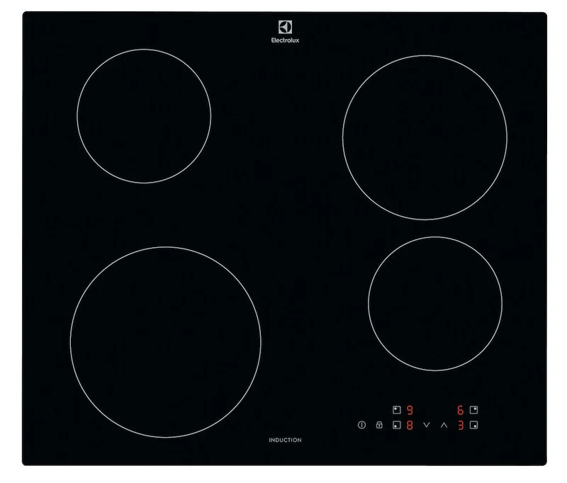 Plaque de cuisson à induction Electrolux EIB60424CK Série 300, 4 brûleurs (L 59 x P 52 cm), revêtement en vitrocéramique noire