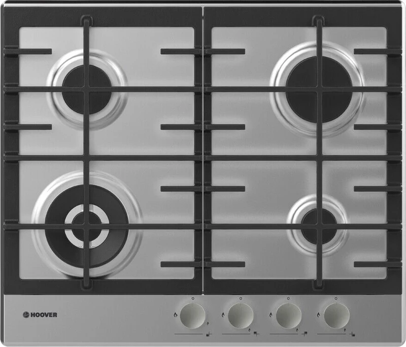 Plaque de cuisson à gaz 4 brûleurs Candy Hoover HHG6BF4MX (L59,5 x P51) en acier inoxydable