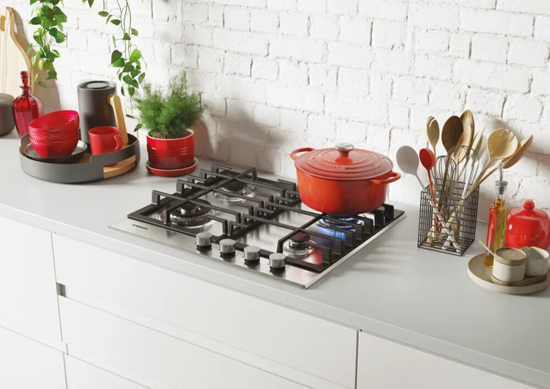 Plaque de cuisson à gaz 4 brûleurs Candy Hoover HHG6BF4MX (L59,5 x P51) en acier inoxydable