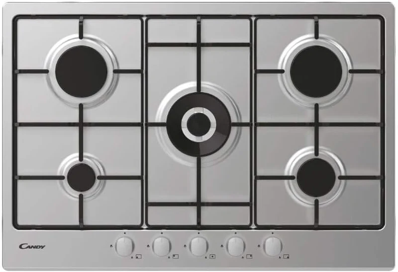 Plaque de cuisson à gaz 5 brûleurs Candy CDOY7W4X Idea Collection (L74,5 x P51) en acier inoxydable