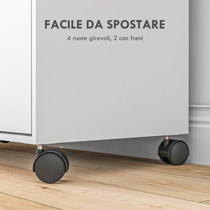 Table à repasser mobile Easycomfort avec surface de support, 3 étagères cubiques et barre de maintien, 107 x 42,5 x 99 cm, blanche