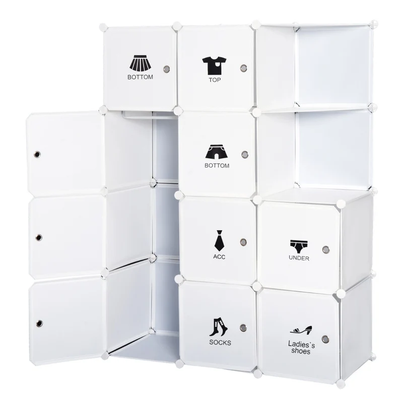 Armoire modulaire Easycomfort à 10 cubes, étagère à chaussures modulaire blanche, 111 × 47 × 145 cm