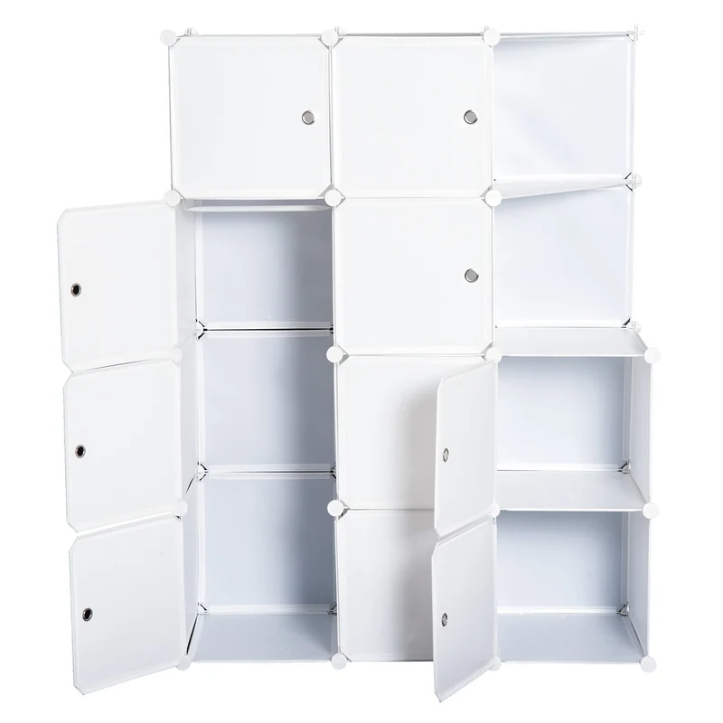 Armoire modulaire Easycomfort à 10 cubes, étagère à chaussures modulaire blanche, 111 × 47 × 145 cm