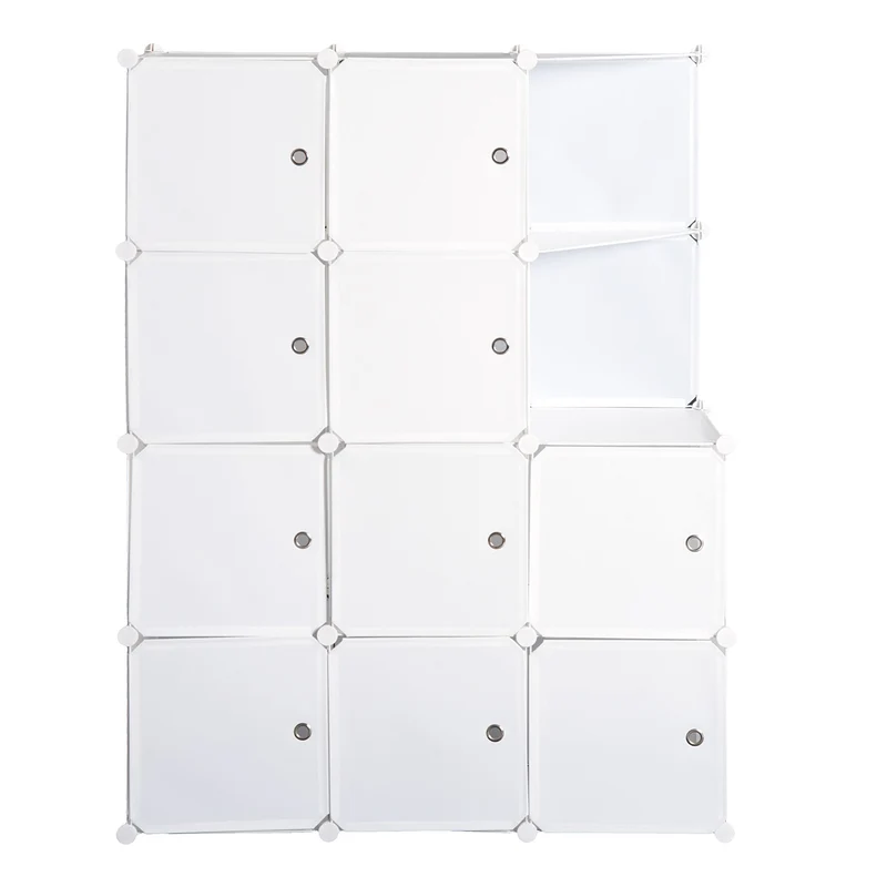 Armoire modulaire Easycomfort à 10 cubes, étagère à chaussures modulaire blanche, 111 × 47 × 145 cm