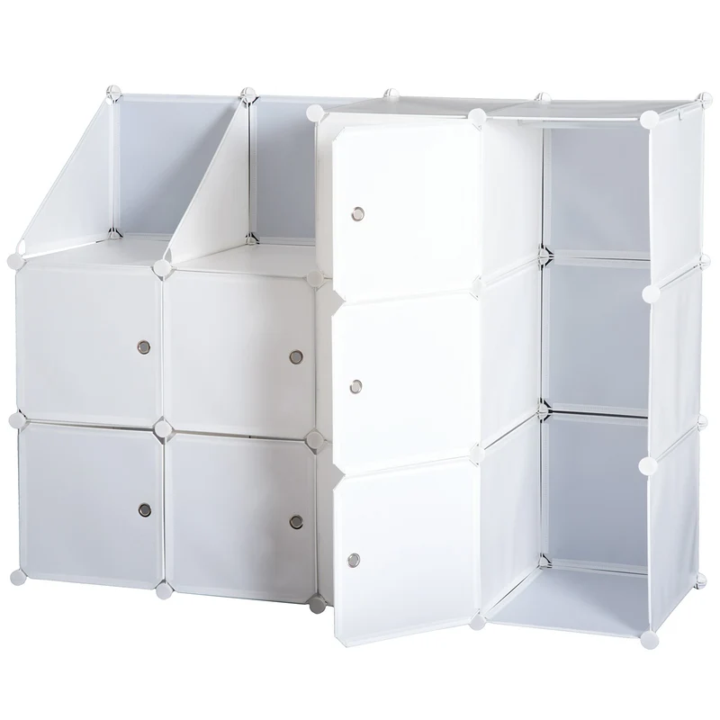 Armoire modulaire Easycomfort à 10 cubes, étagère à chaussures modulaire blanche, 111 × 47 × 145 cm