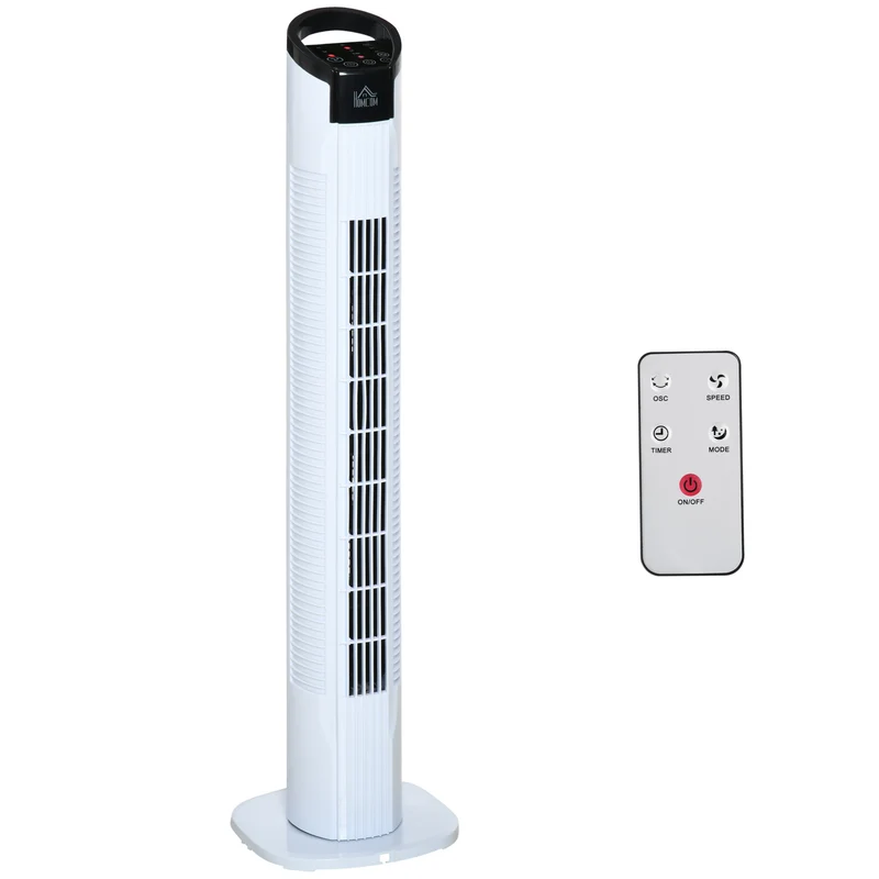 Ventilateur colonne Easycomfort avec télécommande de 5 m, oscillation à 70°, 3 fonctions et 3 vitesses, affichage LED et minuterie de 7,5 h, 50 W, 20 x 78,5 cm