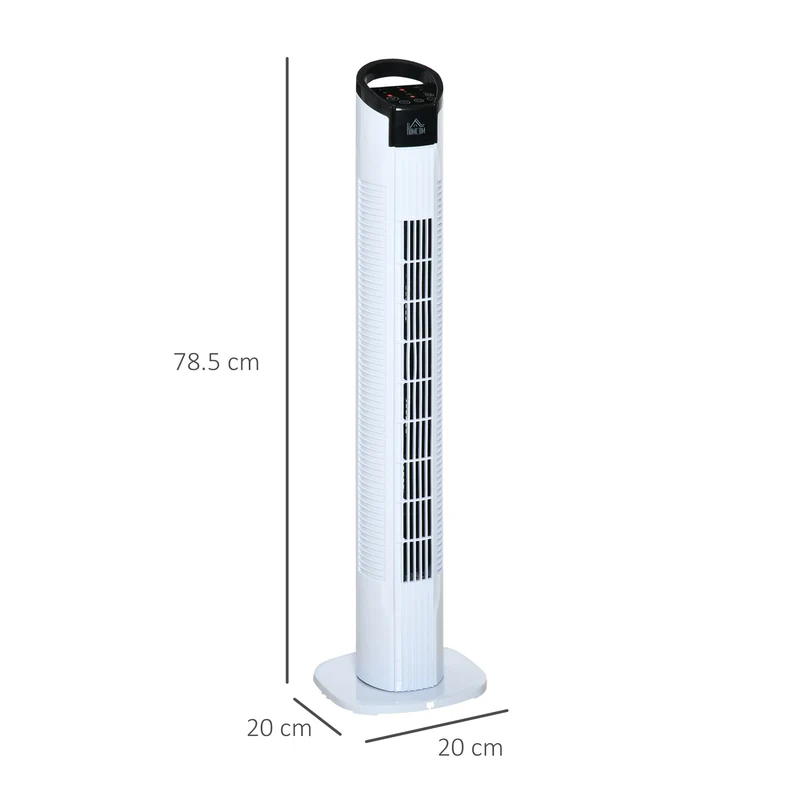 Ventilateur colonne Easycomfort avec télécommande de 5 m, oscillation à 70°, 3 fonctions et 3 vitesses, affichage LED et minuterie de 7,5 h, 50 W, 20 x 78,5 cm