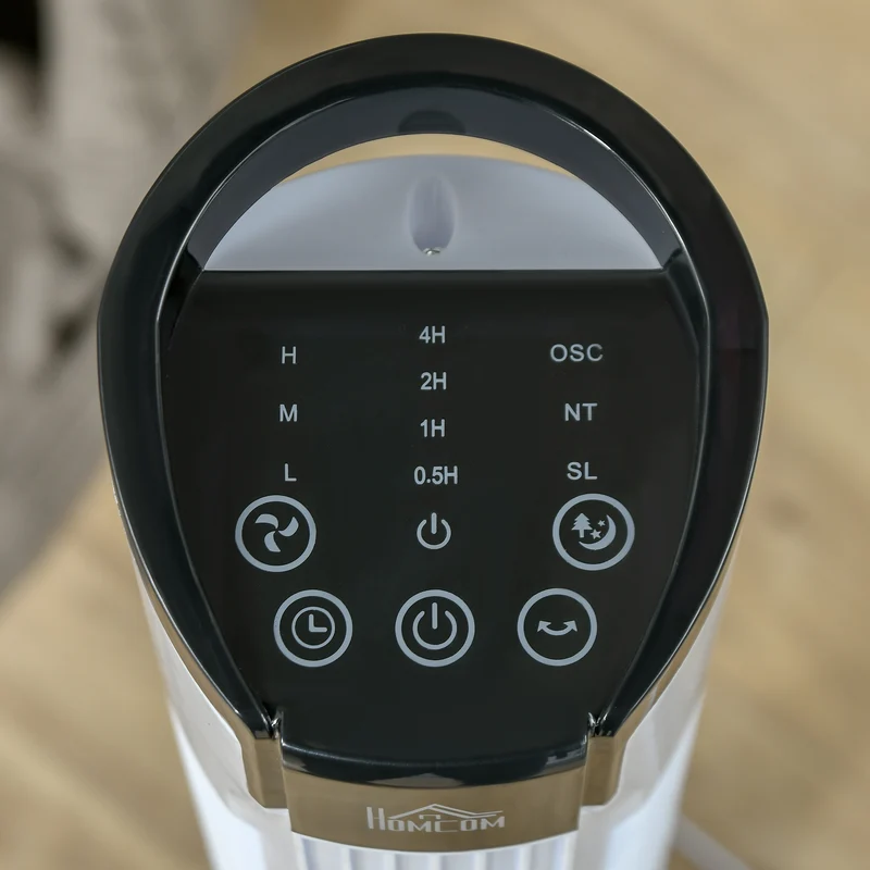 Ventilateur colonne Easycomfort avec télécommande de 5 m, oscillation à 70°, 3 fonctions et 3 vitesses, affichage LED et minuterie de 7,5 h, 50 W, 20 x 78,5 cm