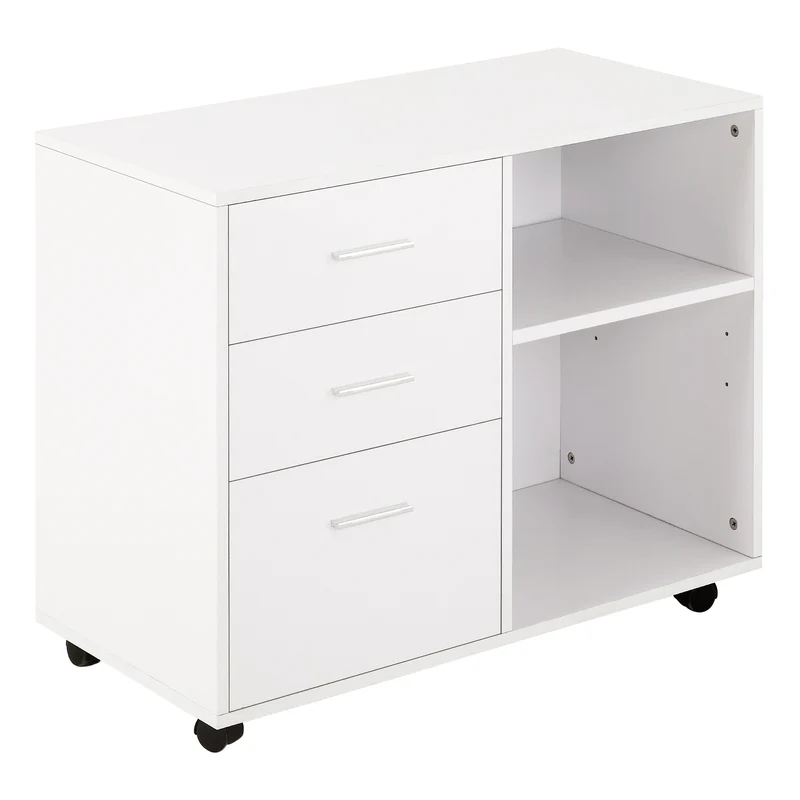 Mobilier de bureau multifonctionnel EasyComfort avec étagères et tiroirs en bois - Blanc