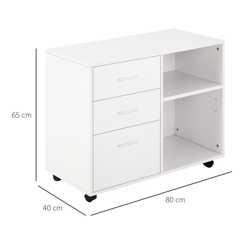 Mobilier de bureau multifonctionnel EasyComfort avec étagères et tiroirs en bois - Blanc