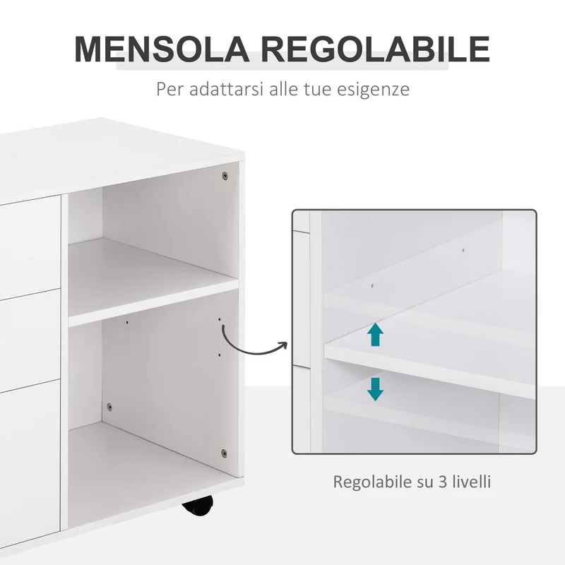Mobilier de bureau multifonctionnel EasyComfort avec étagères et tiroirs en bois - Blanc