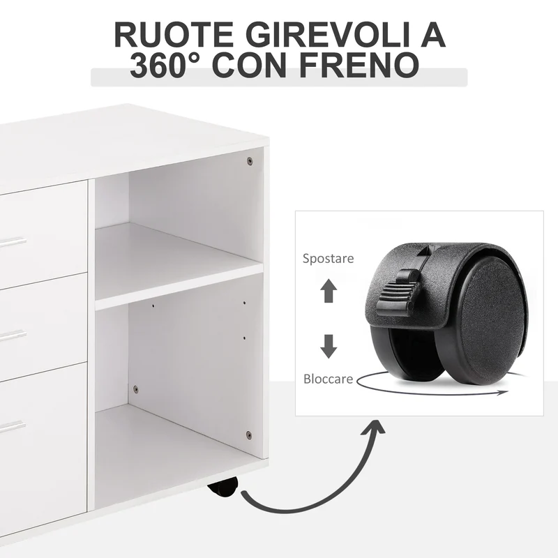 Mobilier de bureau multifonctionnel EasyComfort avec étagères et tiroirs en bois - Blanc