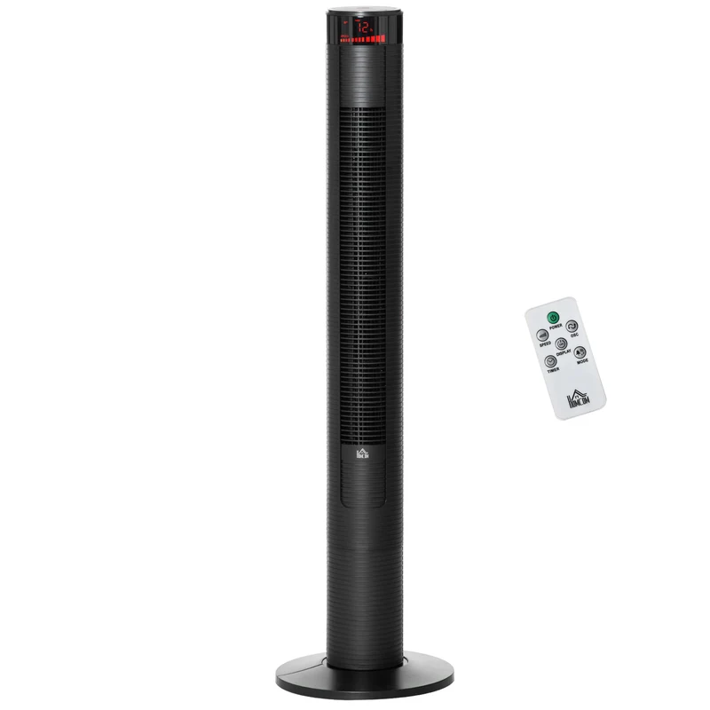 Ventilateur colonne Easycomfort à 3 vitesses et 4 modes, minuterie 12 heures, panneau LED et télécommande, noir