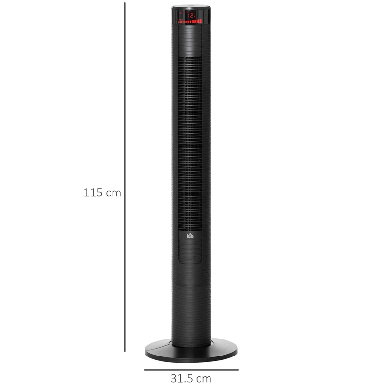 Ventilateur colonne Easycomfort à 3 vitesses et 4 modes, minuterie 12 heures, panneau LED et télécommande, noir