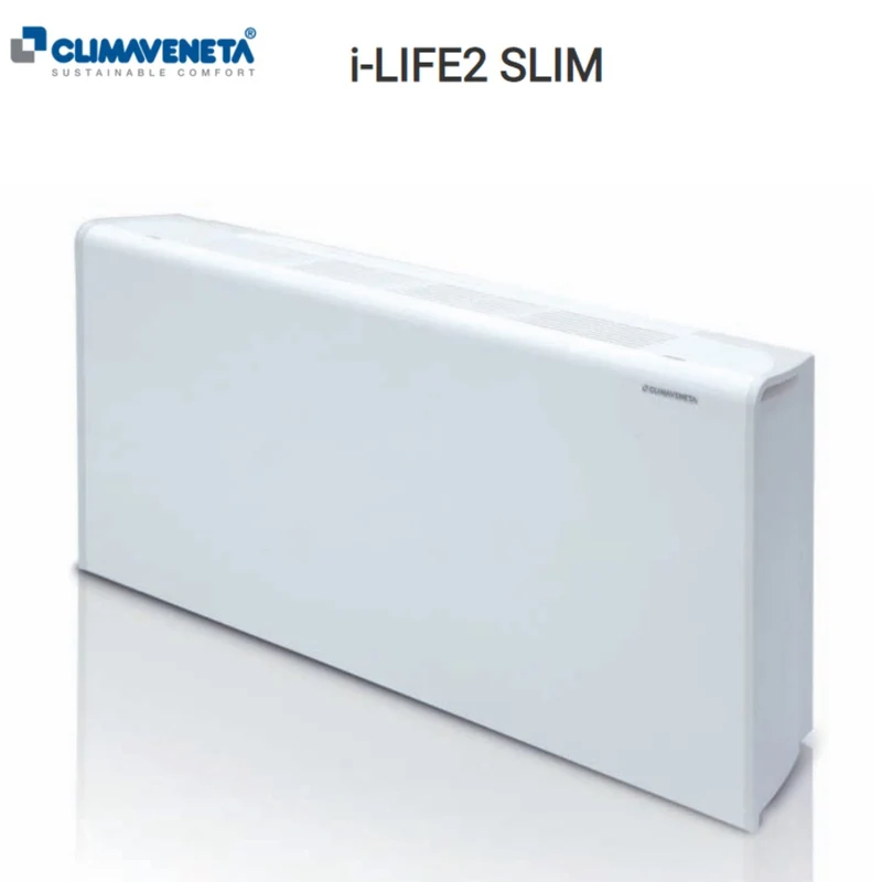 Ventilo-convecteur avec ventilateur tangentiel et moteur à variateur de fréquence Climaveneta i-LIFE2 SLIM 080, modèle 2 tubes, 0,76 kW