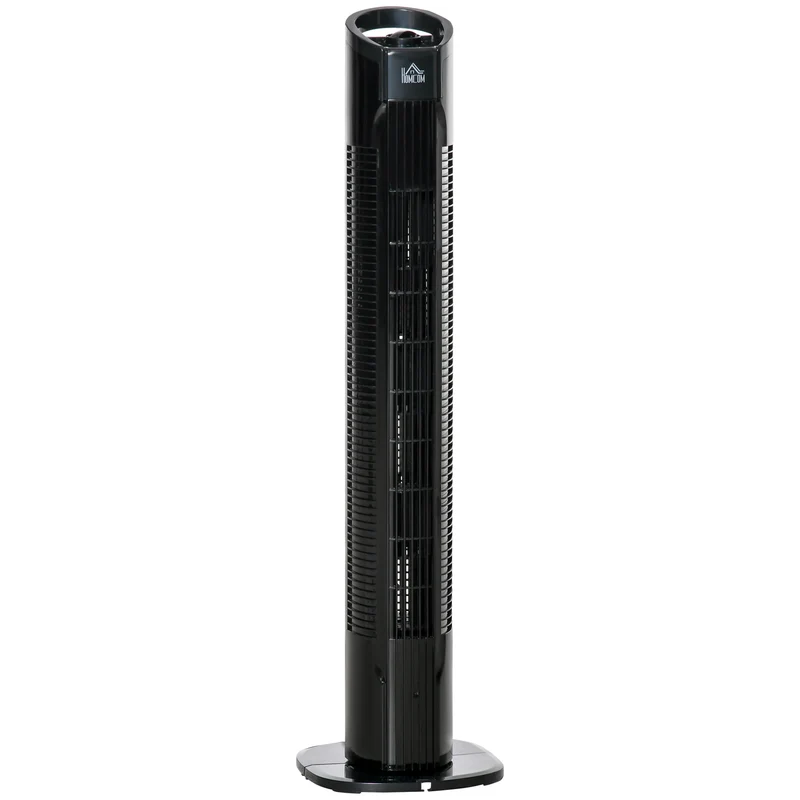 Ventilateur colonne moderne Easycomfort à 3 vitesses et oscillation à 70°, avec pied rond et poignée, puissance 50 W, en polypropylène, Ø 20 x 78,5 cm, noir