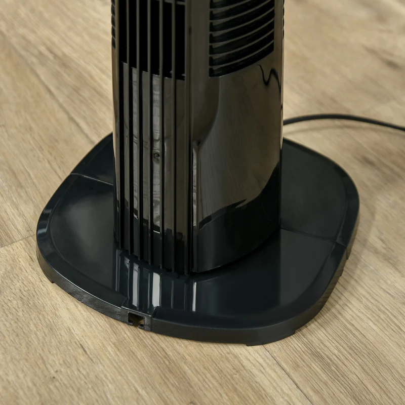 Ventilateur colonne moderne Easycomfort à 3 vitesses et oscillation à 70°, avec pied rond et poignée, puissance 50 W, en polypropylène, Ø 20 x 78,5 cm, noir
