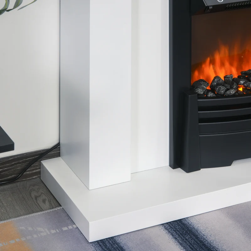 Cheminée électrique EASYCOMFORT 1000/2000 W à effet flamme, avec 5 niveaux d'intensité LED et télécommande, blanche