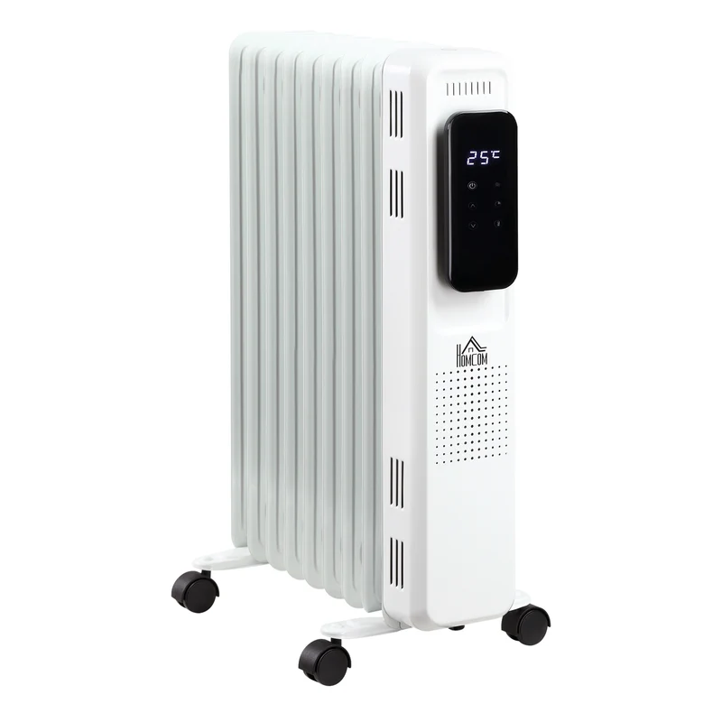 Radiateur à bain d'huile Easycomfort à 9 éléments, 3 niveaux de chauffage et minuterie, 42,5 x 24 x 63 cm, blanc