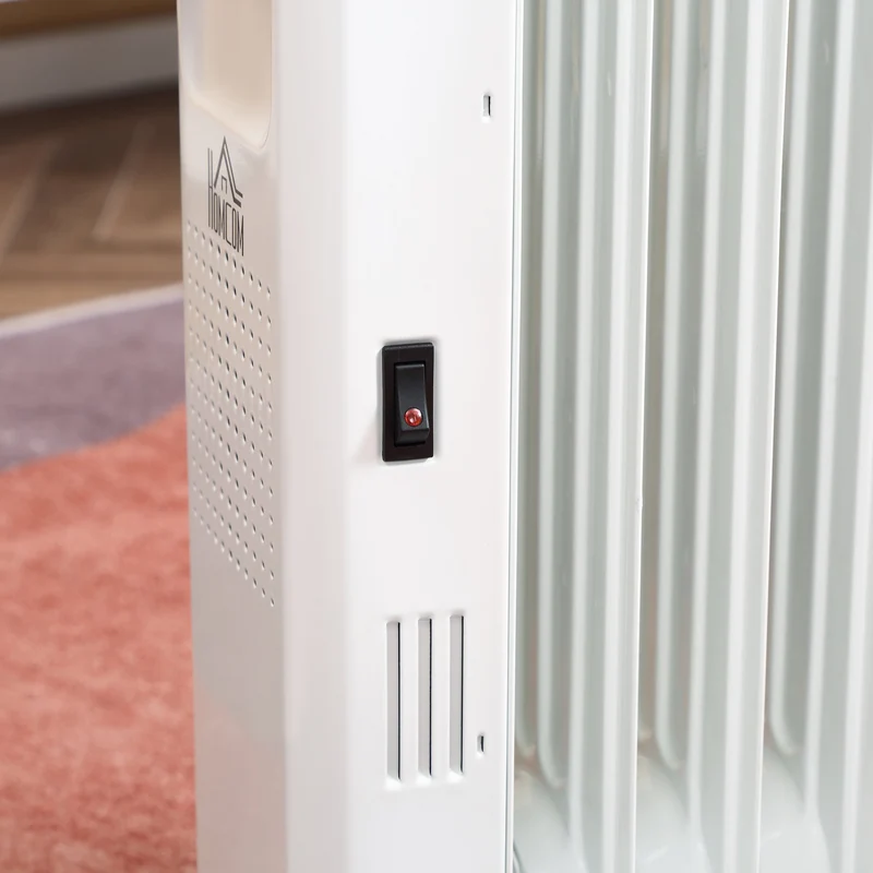Radiateur à bain d'huile Easycomfort à 9 éléments, 3 niveaux de chauffage et minuterie, 42,5 x 24 x 63 cm, blanc