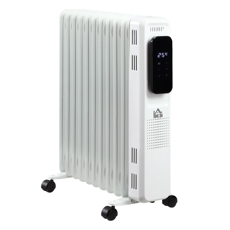 Radiateur à bain d'huile Easycomfort 11 éléments, 3 niveaux de chauffage et minuterie, 50,5 x 24 x 63 cm, blanc