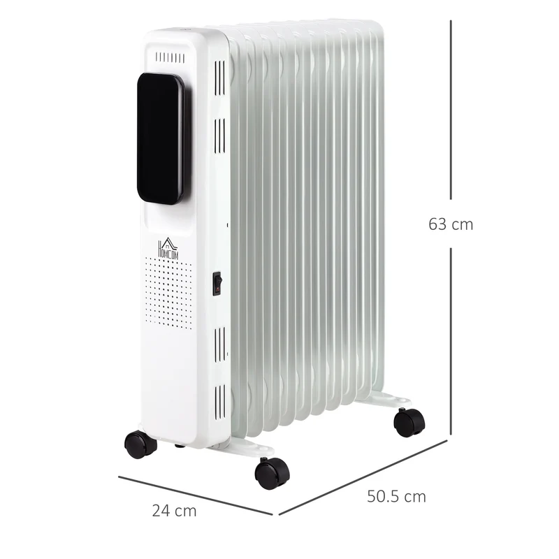 Radiateur à bain d'huile Easycomfort 11 éléments, 3 niveaux de chauffage et minuterie, 50,5 x 24 x 63 cm, blanc