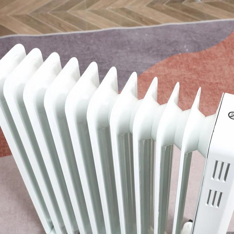 Radiateur à bain d'huile Easycomfort 11 éléments, 3 niveaux de chauffage et minuterie, 50,5 x 24 x 63 cm, blanc