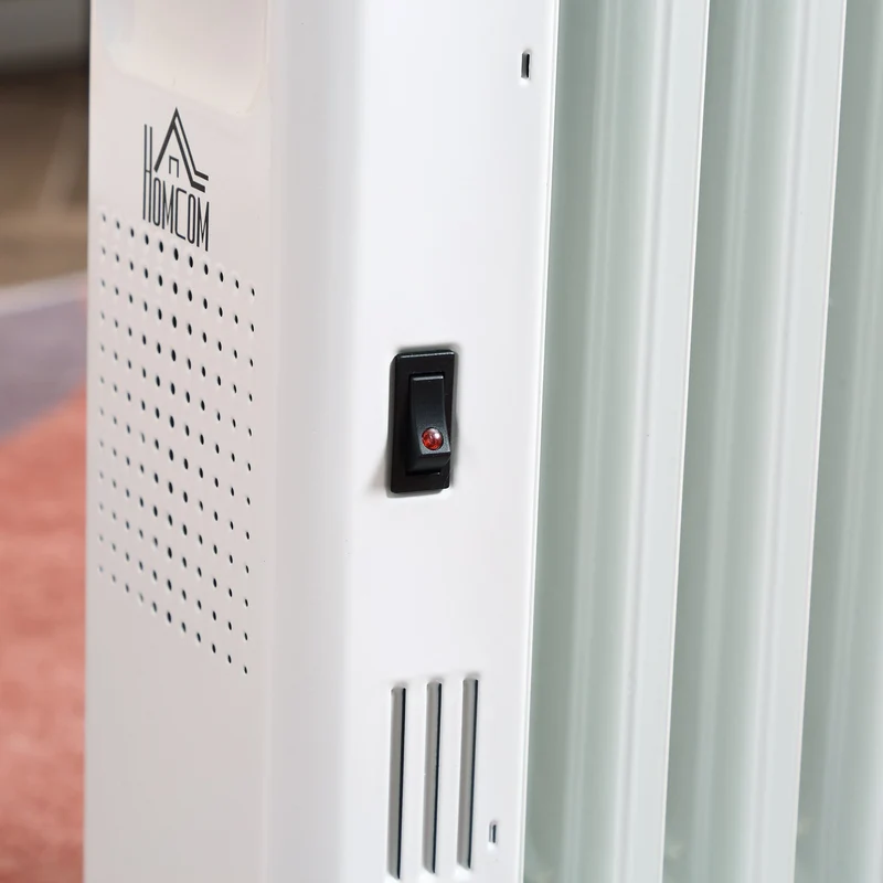 Radiateur à bain d'huile Easycomfort 11 éléments, 3 niveaux de chauffage et minuterie, 50,5 x 24 x 63 cm, blanc