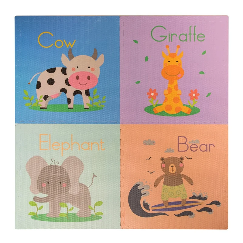 Tapis puzzle ours en peluche (4 pièces) 60 x 60 x 1 cm pour enfants, idéal pour jouer à l'intérieur.