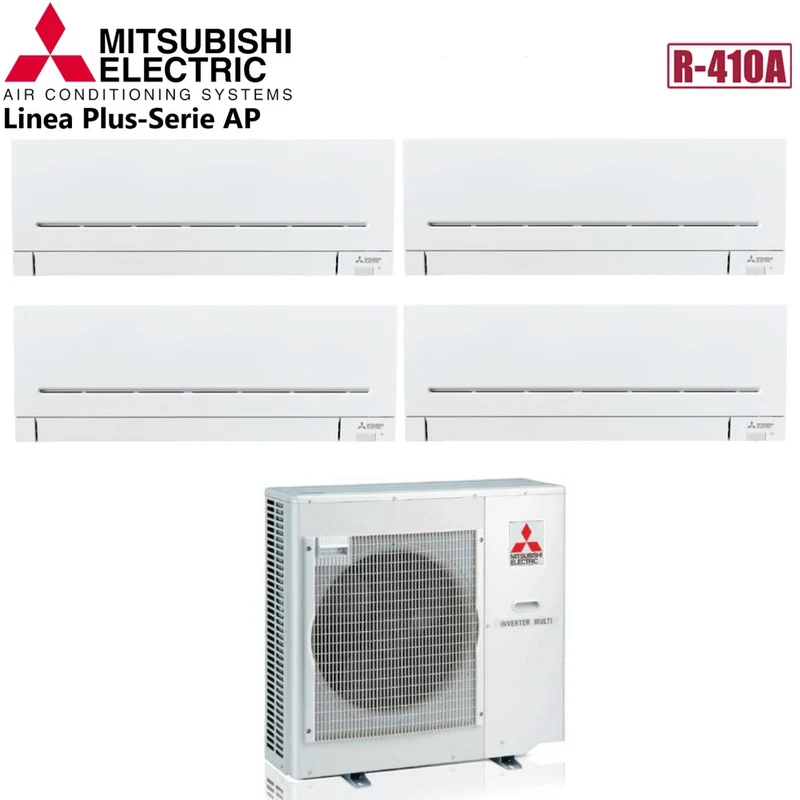 Climatiseur Mitsubishi Electric Quadri Split Inverter série AP 7+7+9+12 avec MXZ-4E72VA R-410 Wi-Fi en option 7000+7000+9000+12000