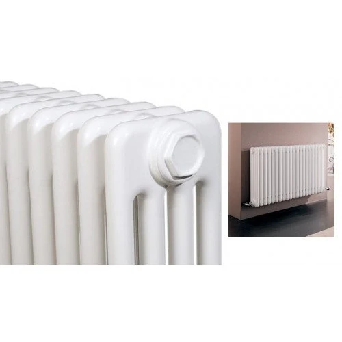 Batterie de radiateurs complète Cordivari Ardesia 3 colonnes, tubulaire en acier, de 3 à 24 éléments, hauteur 856 mm, entraxe 800 mm, bouchons et réducteurs inclus