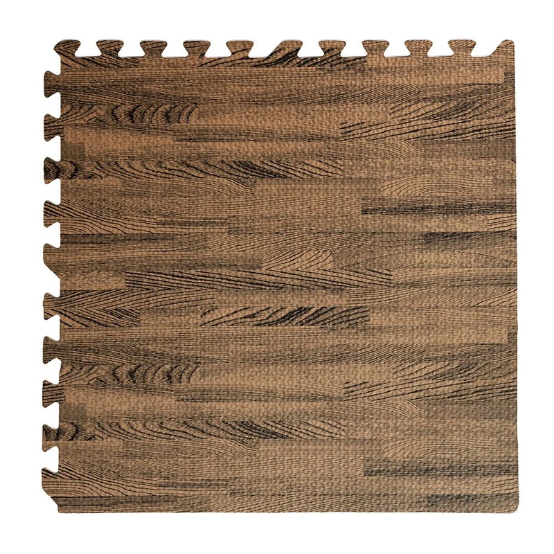Tapis puzzle doux imitation bois de noyer (lot de 4), 60 x 60 x 0,8 cm, pour jeux d'intérieur d'enfants.