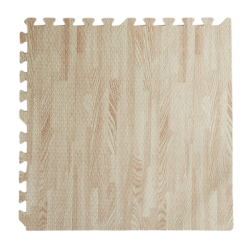 Tapis puzzle doux imitation bois blanc (lot de 4), 60 x 60 x 0,8 cm, pour jeux d'intérieur d'enfants.