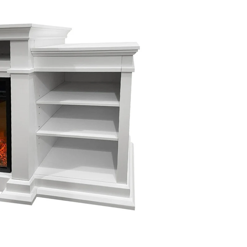 Cheminée électrique BIDEN sur pied en bois blanc L179 x P48 x H85