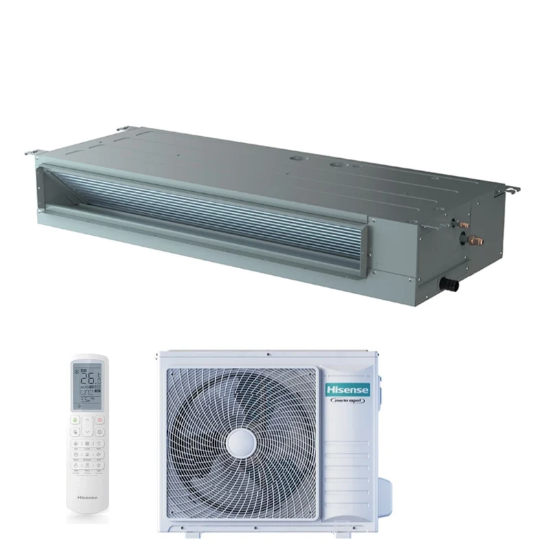 Climatiseur gainable Hisense Inverter série SUPER 18 000 BTU ADT52UX4RCL8 + AUW52U4RS7 R-32 Wi-Fi en option Classe énergétique A++/A+ avec télécommande incluse