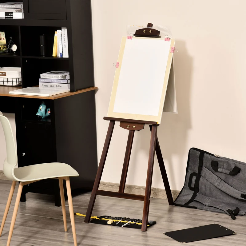 Chevalet de peinture professionnel Easycomfort pour atelier, hauteur et inclinaison réglables, en bois, 51,5 x 71,5 x 134,5 cm, couleur café