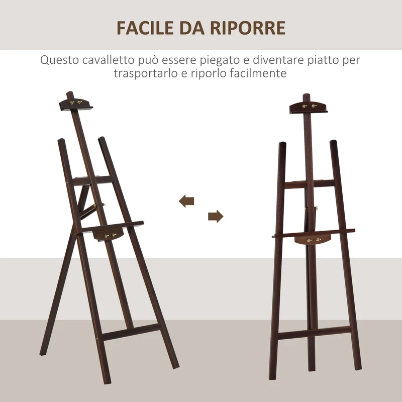 Chevalet de peinture professionnel Easycomfort pour atelier, hauteur et inclinaison réglables, en bois, 51,5 x 71,5 x 134,5 cm, couleur café