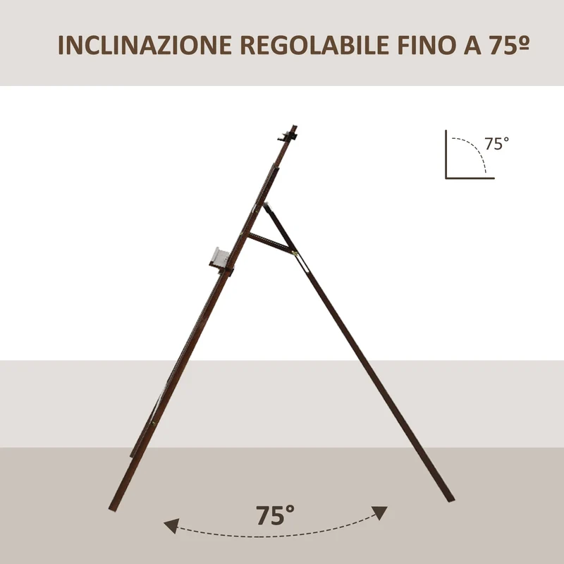 Chevalet de peinture professionnel Easycomfort pour atelier, hauteur et inclinaison réglables, en bois, 51,5 x 71,5 x 134,5 cm, couleur café