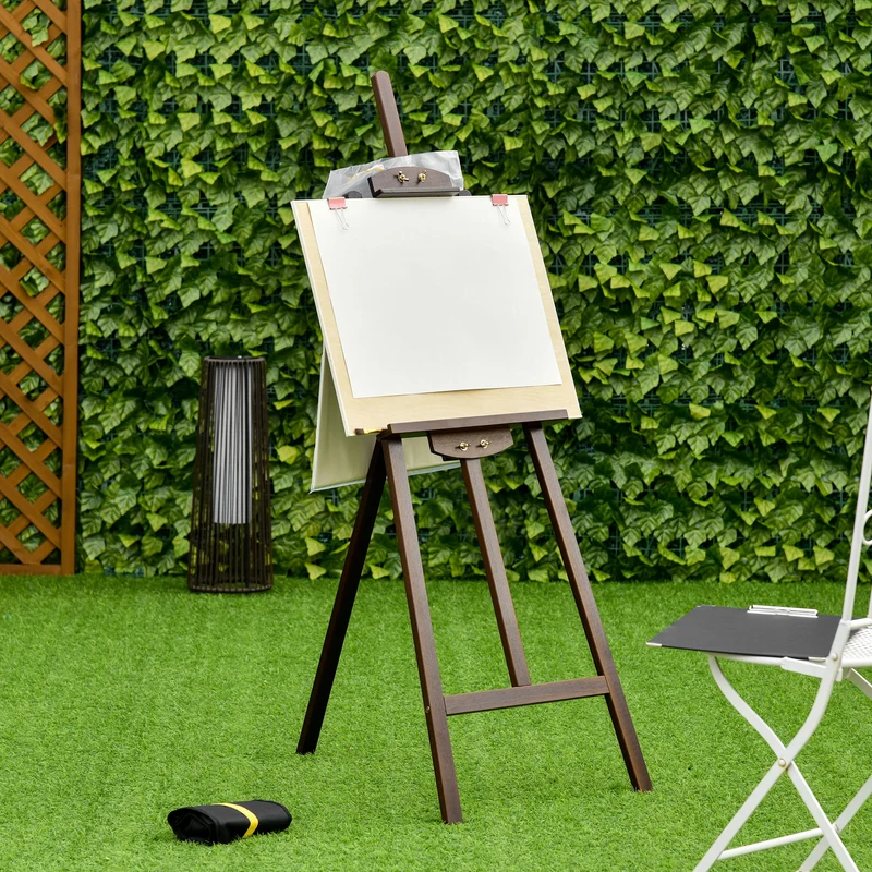 Chevalet de peinture professionnel Easycomfort pour atelier, hauteur et inclinaison réglables, en bois, 51,5 x 71,5 x 134,5 cm, couleur café