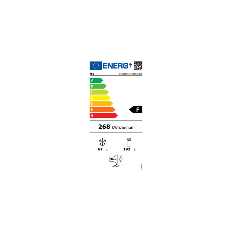 Réfrigérateur encastrable Aeg SCE618F6TS Twintech No Frost, classe F